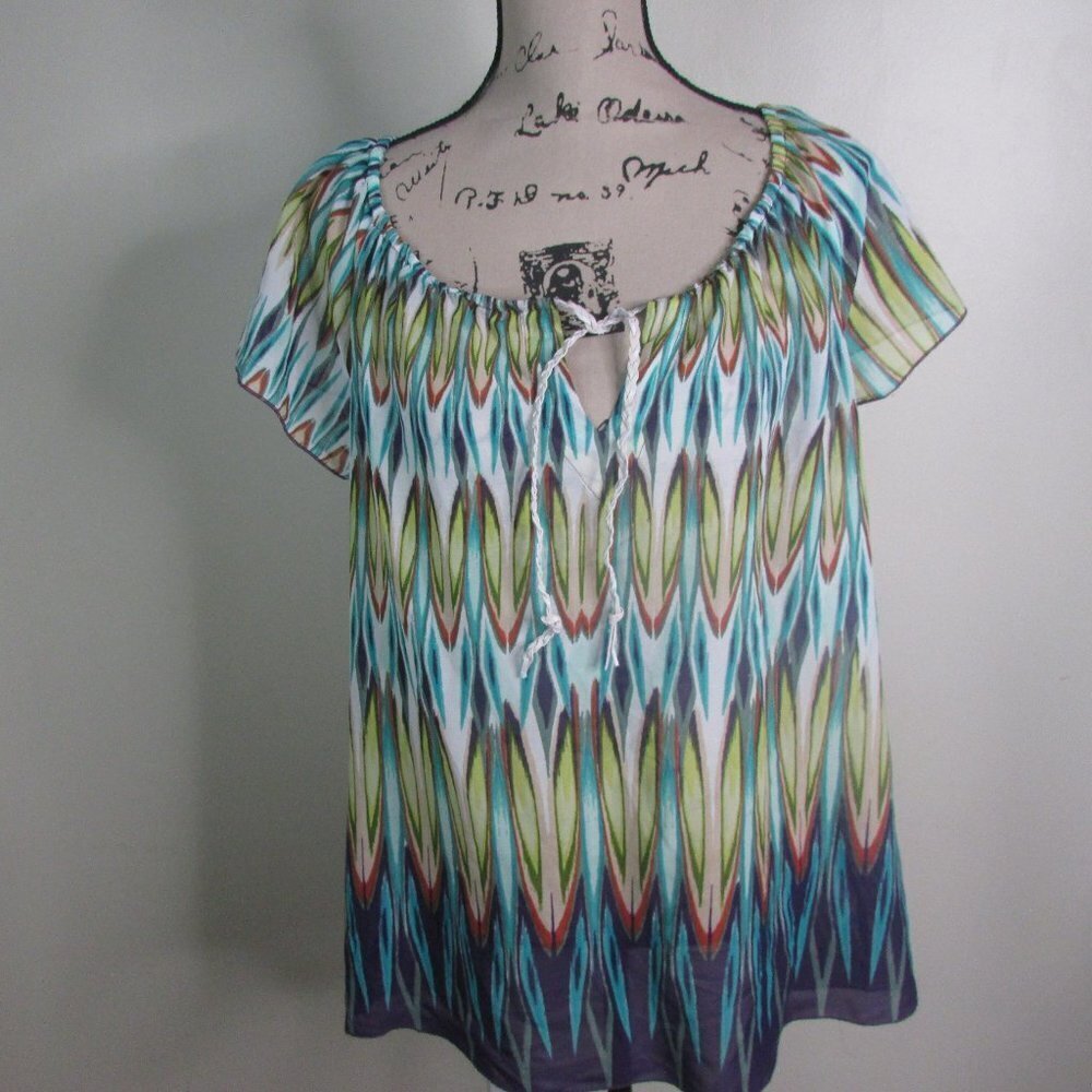 Sunny Leigh Blouse L Sheer Colorful